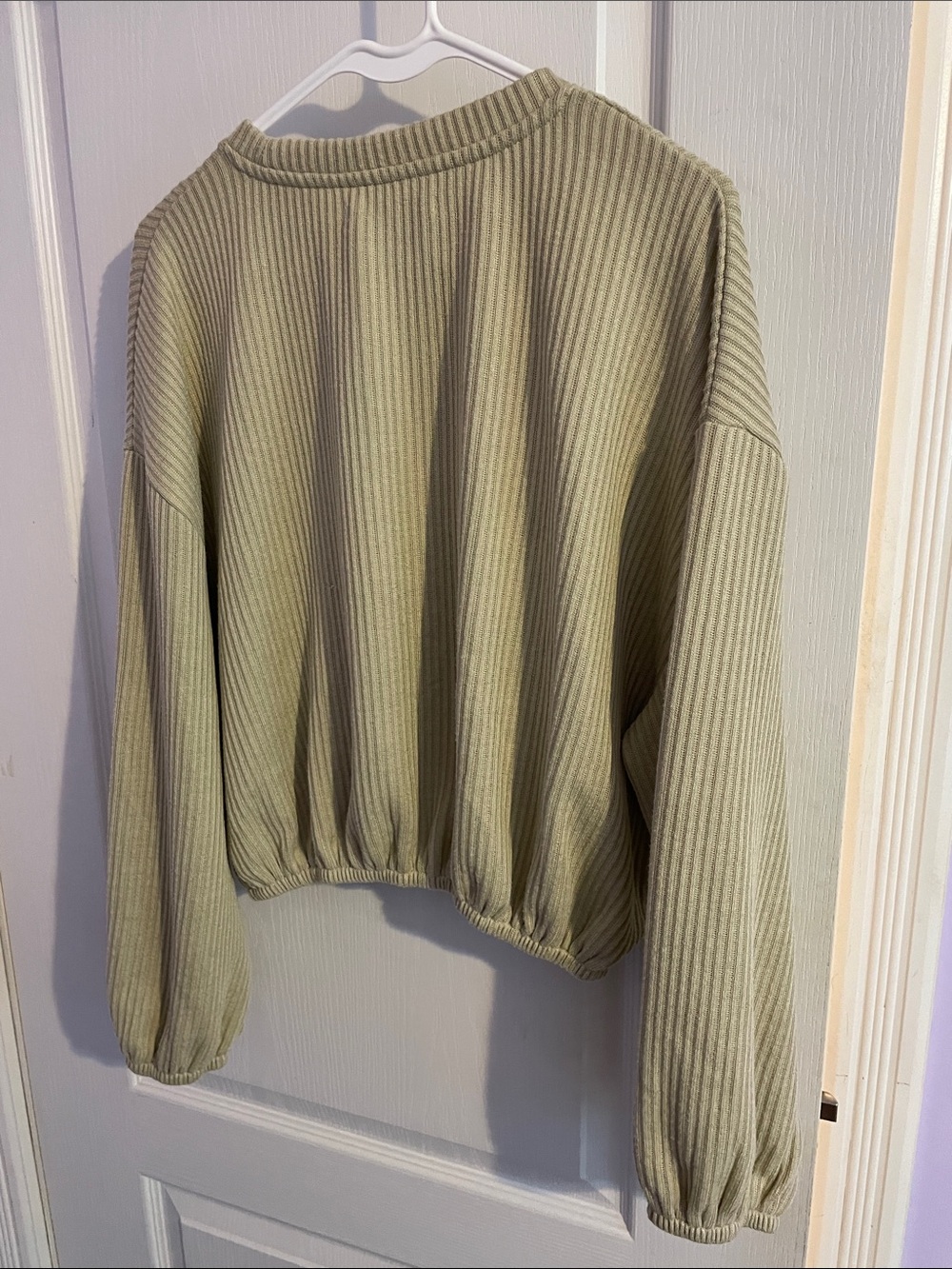 OAK + FORT Ribbed Crewneck Beige Top - Size Large - Picture 3 of 7